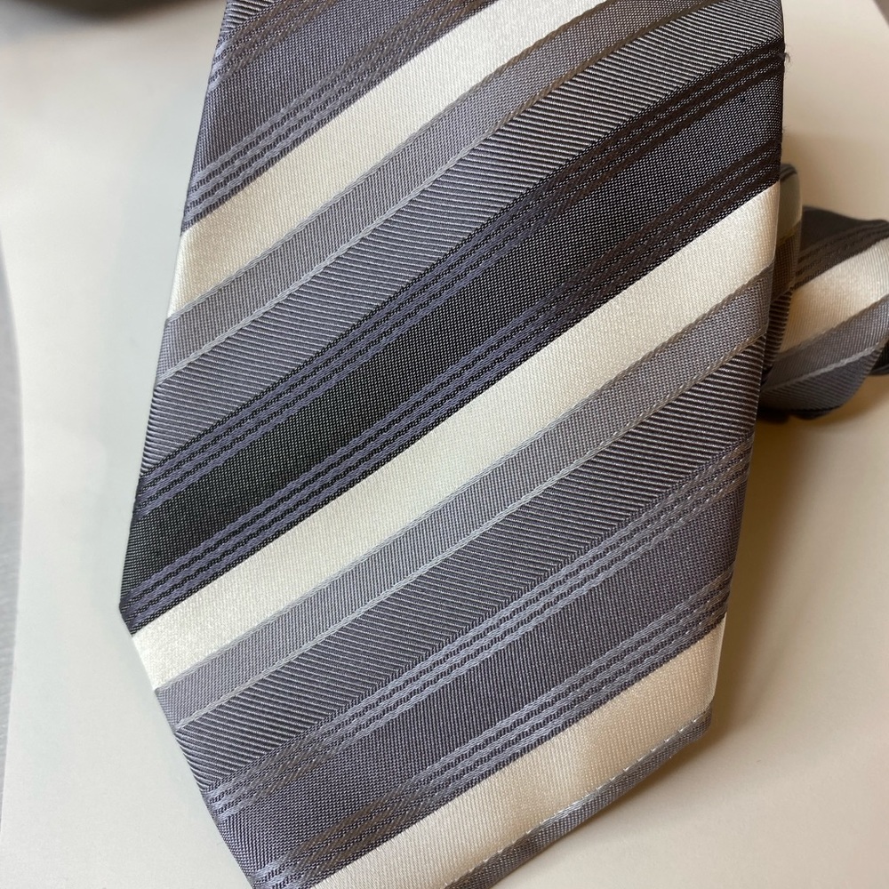 Geofrey Beene Stripped Grey Tie